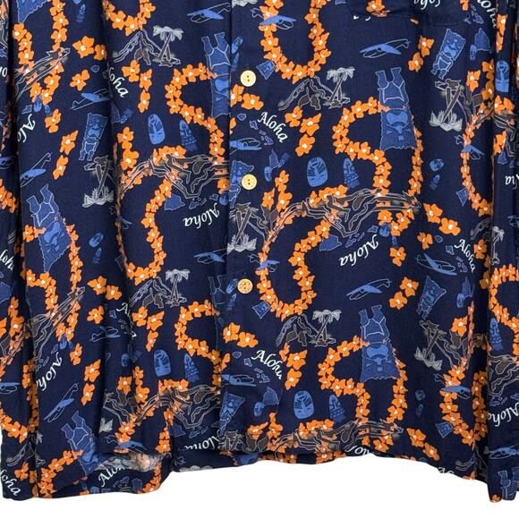 Vintage Route 66 Size XL Alaha Tiki Lei Hawaiian Button Up Short Sleeve Shirt - Picture 4 of 7